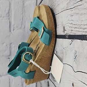 Papillio by Birkenstock Soley Women's Teal Leather Wedge Sandals Size 39